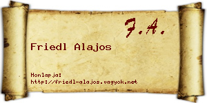 Friedl Alajos névjegykártya